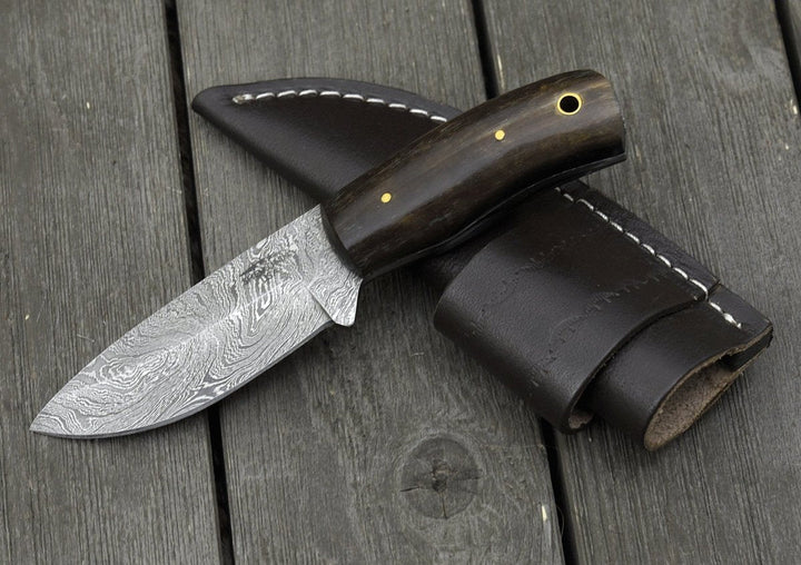 Distinctive Skinning Knives – Resonance Every Day Carry Fixed Blade Knife with Ram Horn Handle – shokuninusa