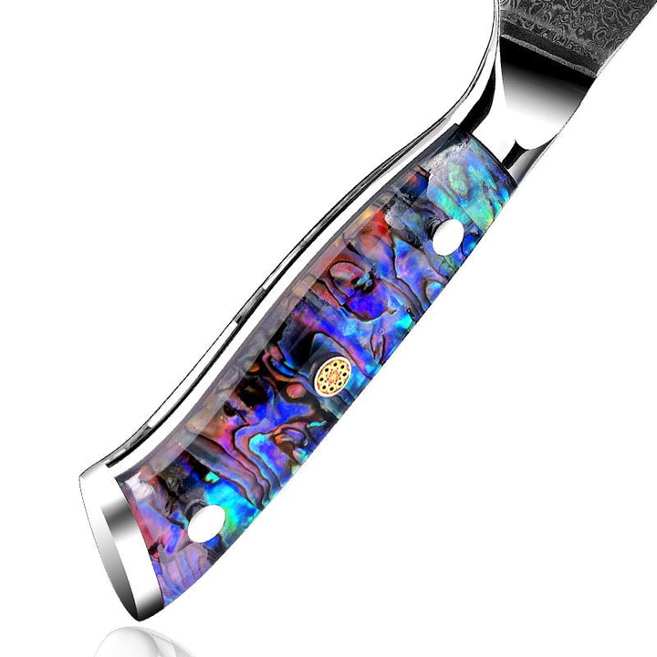 Forged Cleaver Knife – Ronin VG10 Damascus Cleaver Knife with Exotic Abalone Shell Composite Handle – shokuninusa