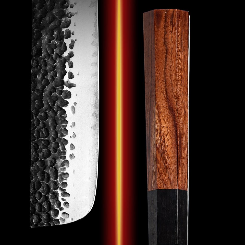 Japanese Knives - Ryujin™ 7.0" Japanese Nakiri Knife with Rosewood &amp; Ebony Wood Handle - Shokunin USA
