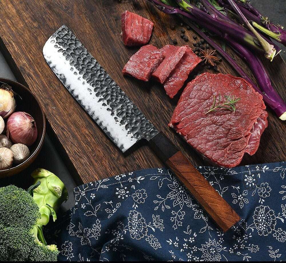 Japanese Kitchen Knives - Ryujin™ 7.0" Japanese Nakiri Knife with Rosewood &amp; Ebony Wood Handle - Shokunin USA