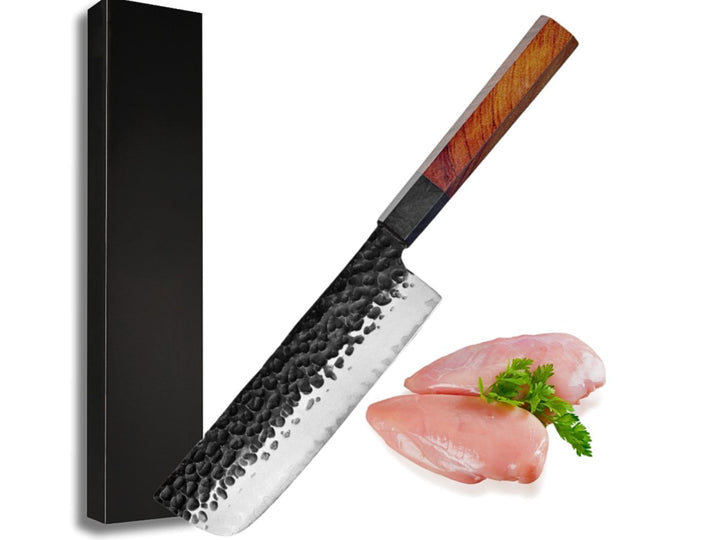 custom made Japanese kitchen knives - Ryujin™ 7.0" Japanese Nakiri Knife with Rosewood &amp; Ebony Wood Handle - Shokunin USA