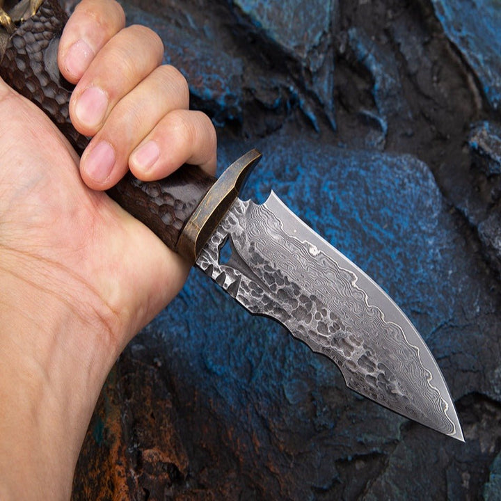 Savage VG10 Knife – Savage VG10 Damascus Hunting Knife with Exotic Ebony Wood Handle – shokuninusa