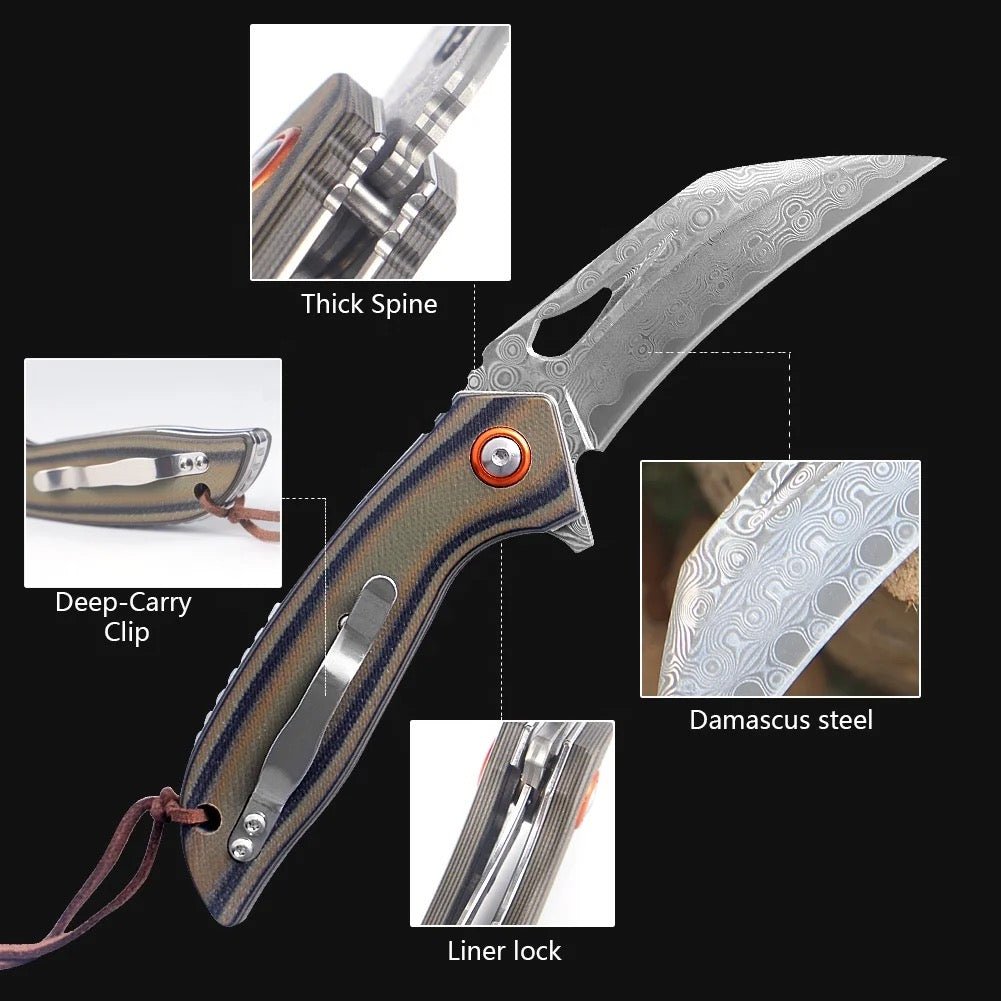 Scorpion Folding Knives – Scorpion Japanese Folding Pocket Knife with VG-10 Damascus Steel &amp; G10 Handle – shokuninusa