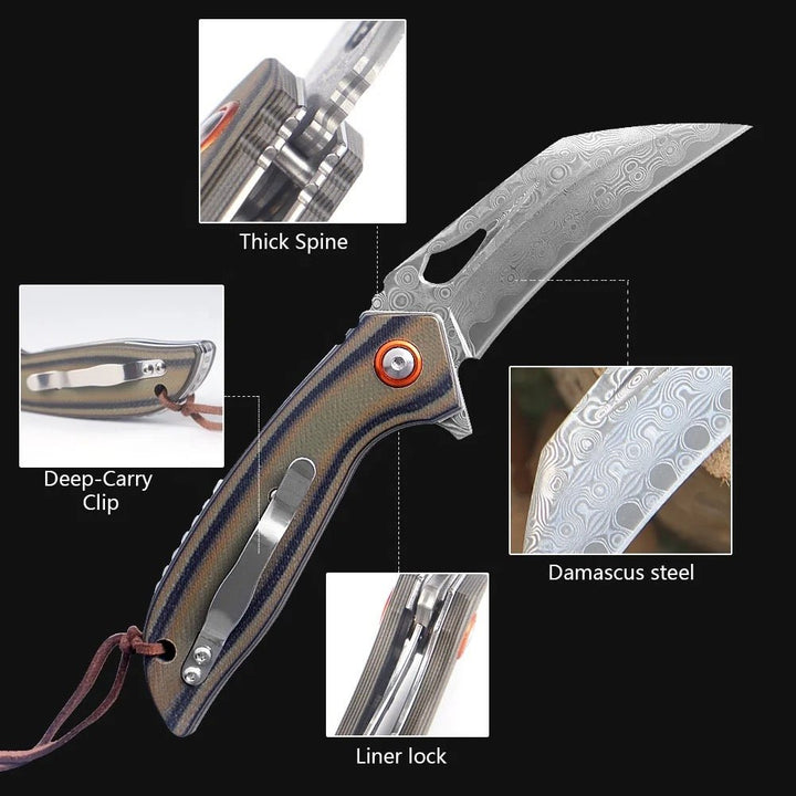 Scorpion Folding Knives – Scorpion Japanese Folding Pocket Knife with VG-10 Damascus Steel &amp; G10 Handle – shokuninusa