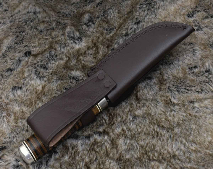 Serenity Knives - Serenity Damascus Hunting Knife with Stacked Leather Handle - Shokunin USA
