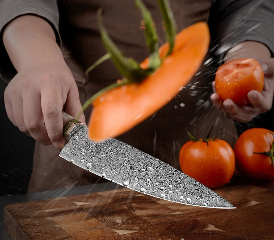 Chef Knives Handmade – Shinobi VG10 Handmade Damascus Chef Knife with Exotic Olive Wood Handle – shokuninusa