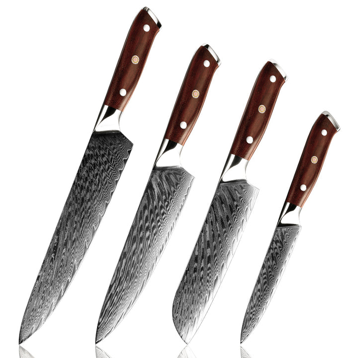 chef knife set - Splendor Knife Set 4 Piece VG10 Damascus Steel with Pakkawood Handle & Sheath - Shokunin USA