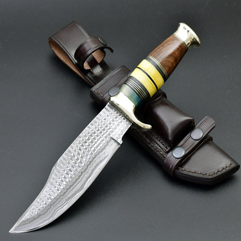 Custom Composite Handle – Skywalker Custom Hunting Knife with Bone & Wood Composite Handle – shokuninusa