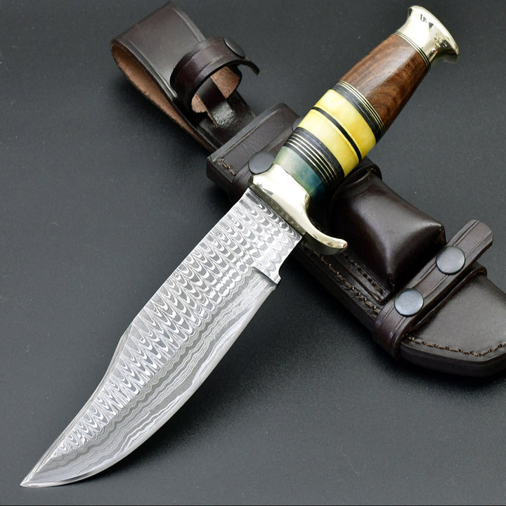 Custom Hunting Knife - Skywalker Custom Hunting Knife with Bone &amp; Wood Composite Handle - Shokunin USA