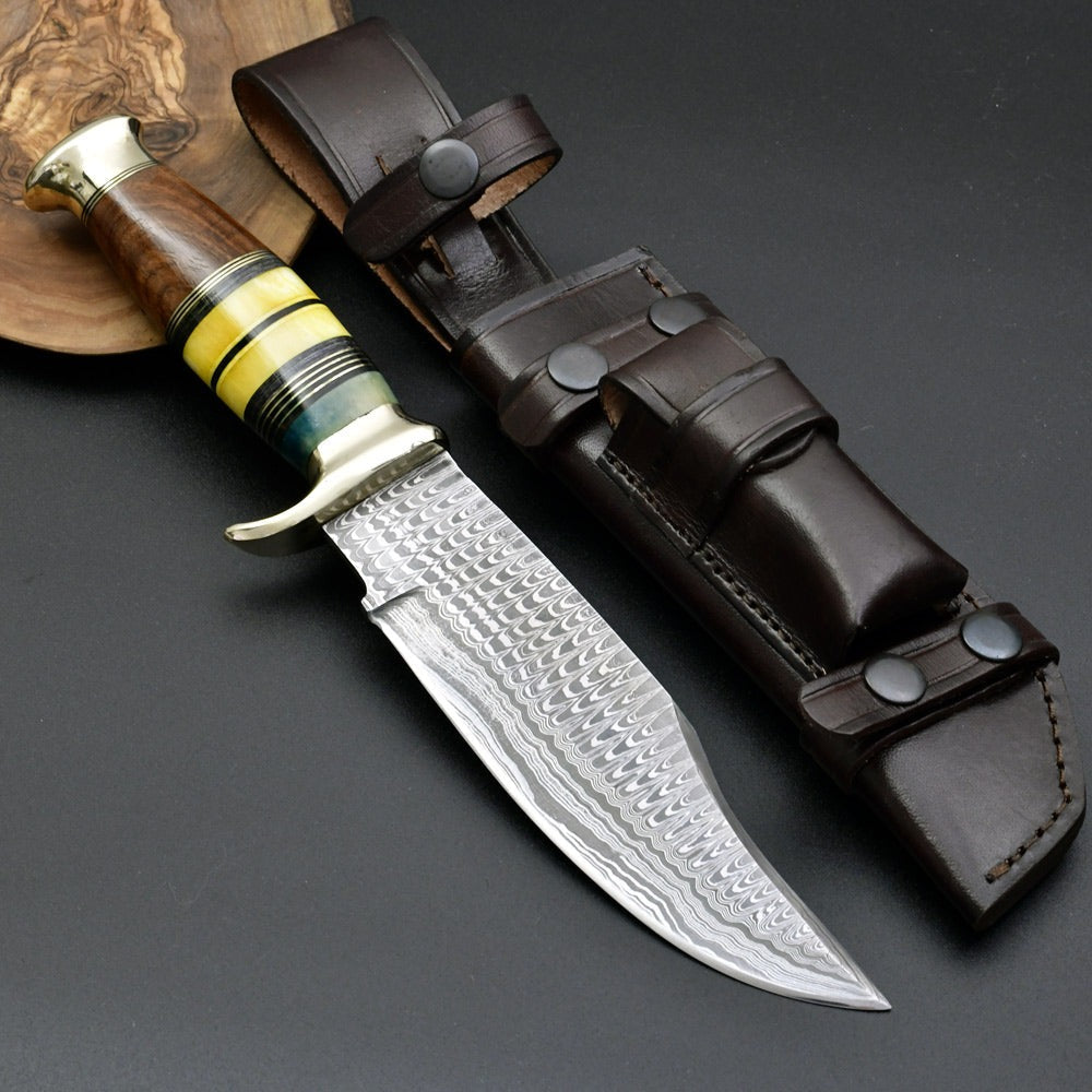 Custom Hunting Knife - Skywalker Custom Hunting Knife with Bone &amp; Wood Composite Handle - Shokunin USA