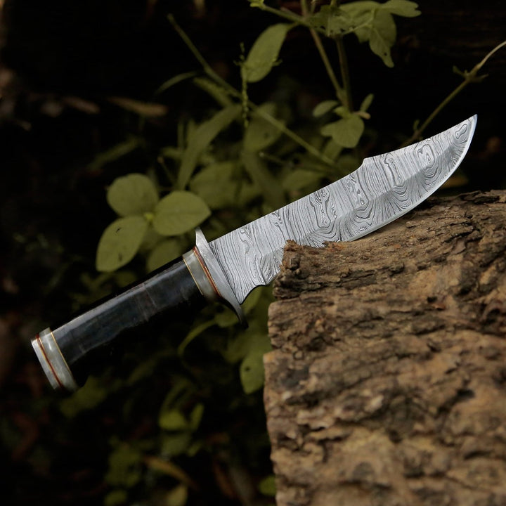 Soul Sniper Knives – Soul Sniper Bowie Knife with Mother of Pearl &amp; Stacked Leather Handle – shokuninusa