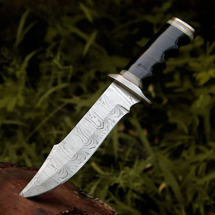 Soul Sniper Gifts – Soul Sniper Bowie Knife with Mother of Pearl &amp; Stacked Leather Handle – shokuninusa