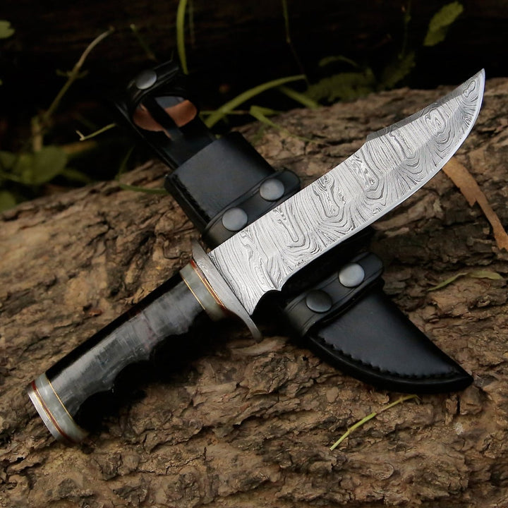 Knife Soul Sniper – Soul Sniper Bowie Knife with Mother of Pearl &amp; Stacked Leather Handle – shokuninusa