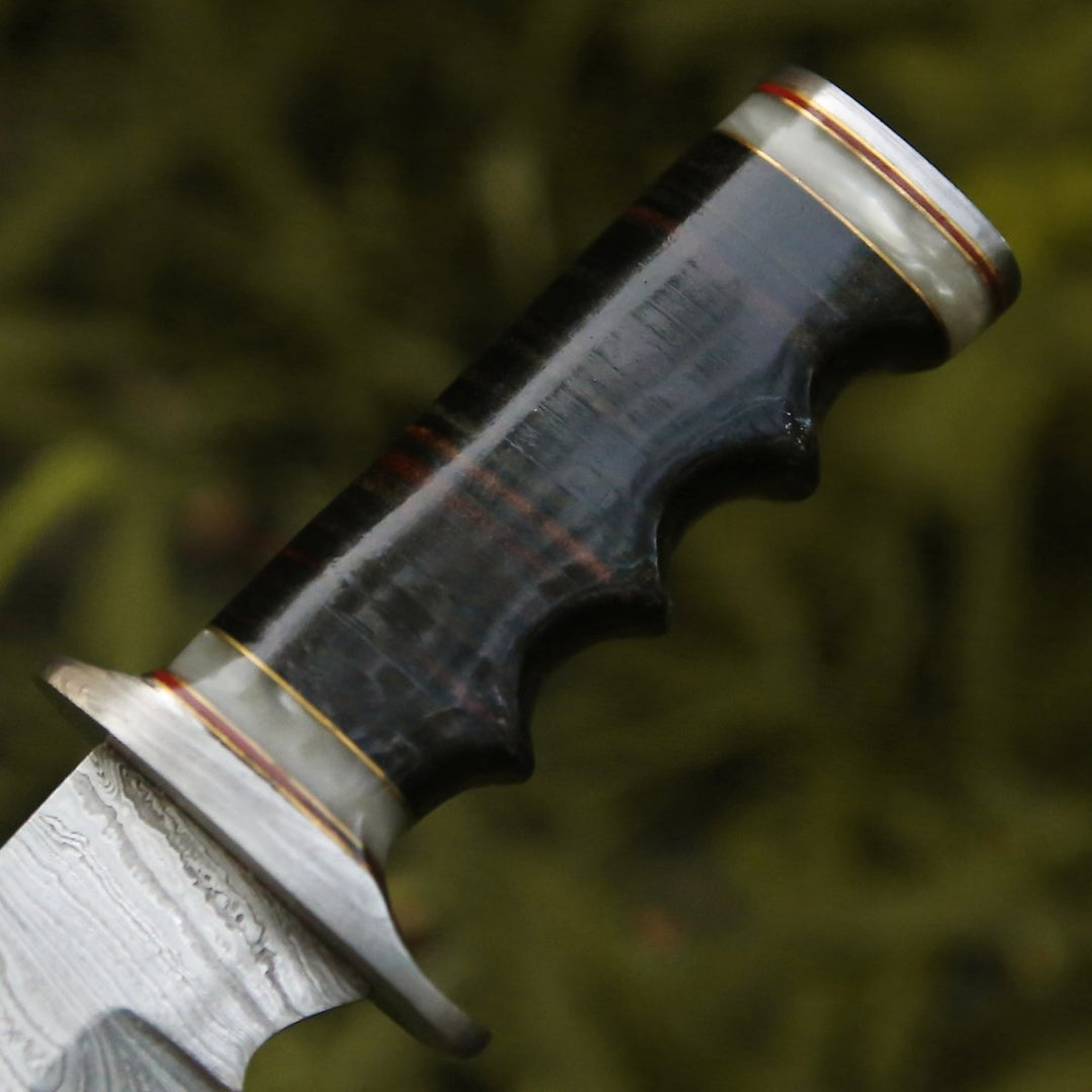 Soul Sniper Gift – Soul Sniper Bowie Knife with Mother of Pearl &amp; Stacked Leather Handle – shokuninusa