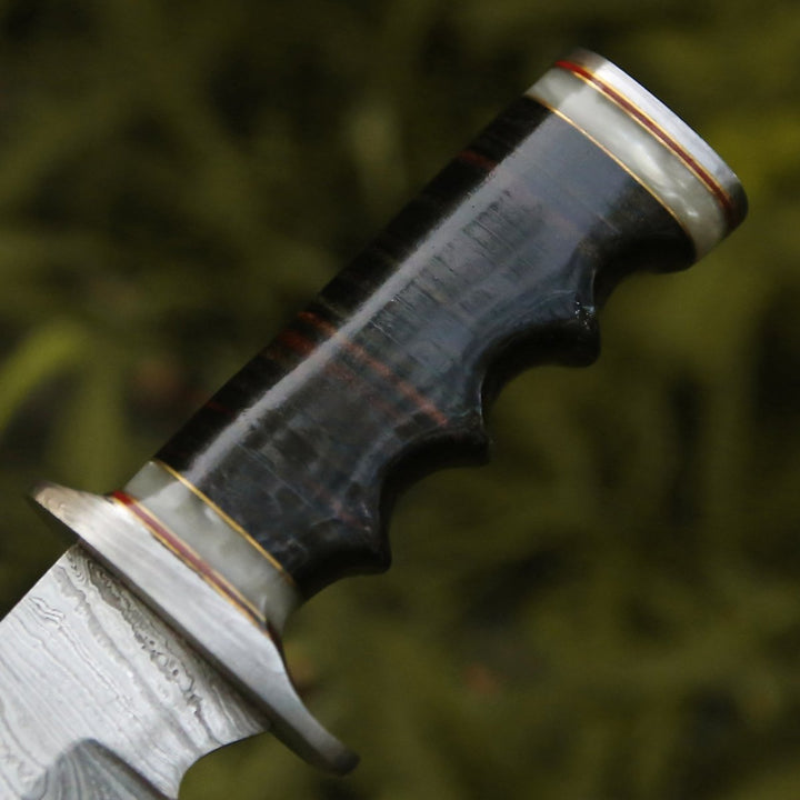 Soul Sniper Gift – Soul Sniper Bowie Knife with Mother of Pearl &amp; Stacked Leather Handle – shokuninusa