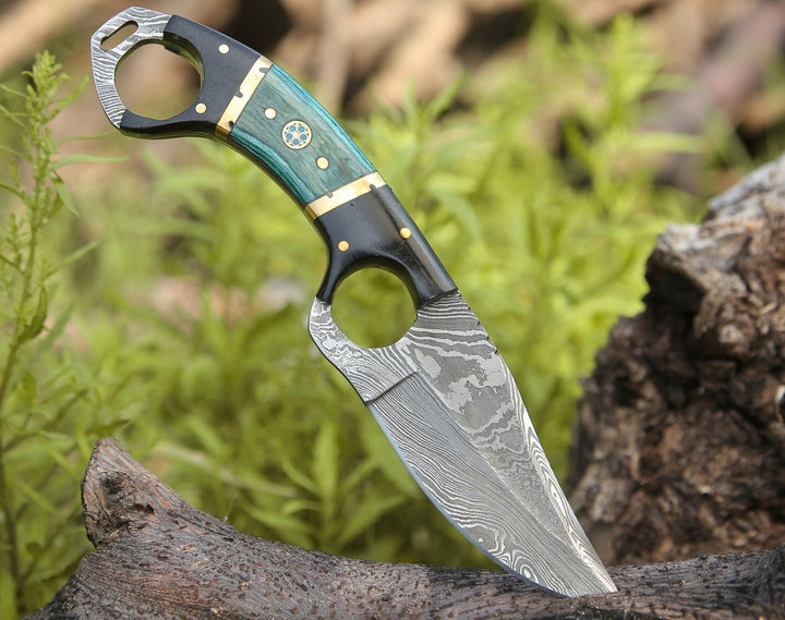 Damascus Knife EDC – Spark Damascus EDC Knife with Micarta &amp; Pakkawood Handle – shokuninusa