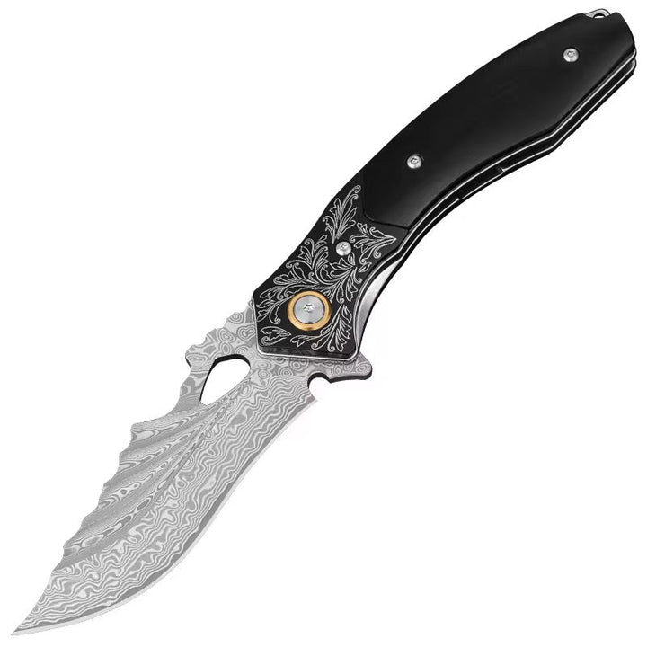 Specter Damascus Knife – Specter Handmade Japanese VG10 Damascus Pocket Knife with Sheath &amp; Ebony Wood Handle – shokuninusa