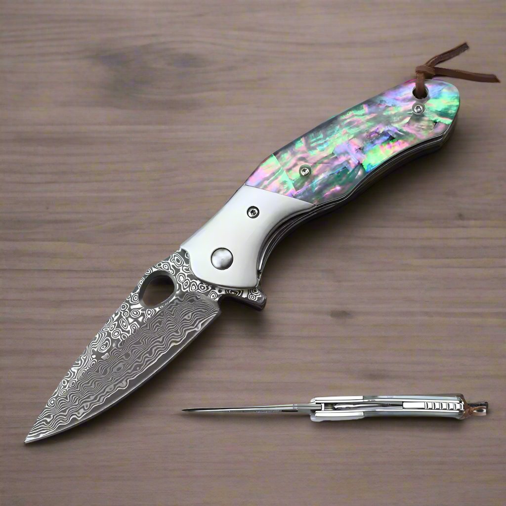 Abalone Shell Knife – Spire Japanese VG10 Gentleman's Pocket Knife with Abalone Shell Handle – shokuninusa