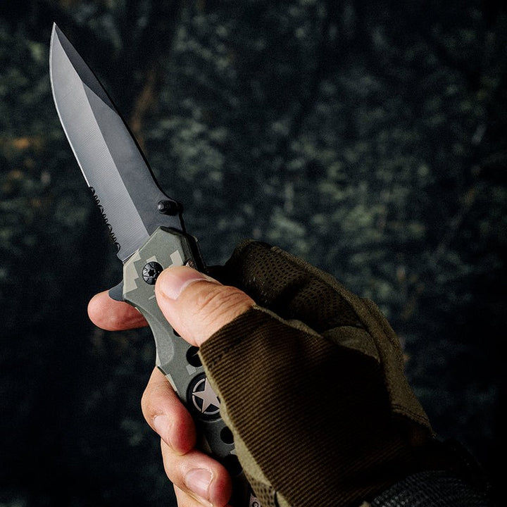 Star Pocket Knives – Star Pocket Knife with Serrated Blade &amp; Camouflage Handle – shokuninusa