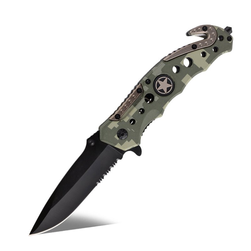 Pocket Knife Gifts – Star Pocket Knife with Serrated Blade & Camouflage Handle – shokuninusa