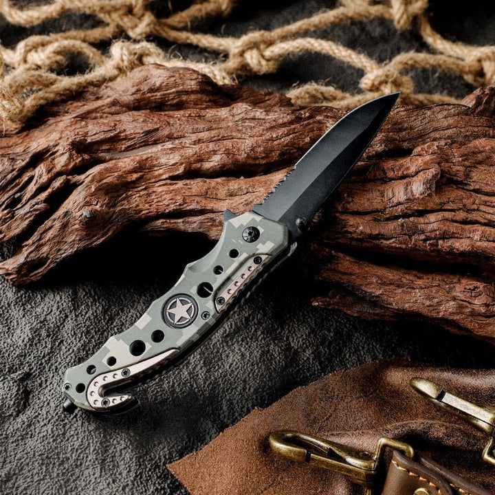 Folding Pocket Knives – Star Pocket Knife with Serrated Blade &amp; Camouflage Handle – shokuninusa