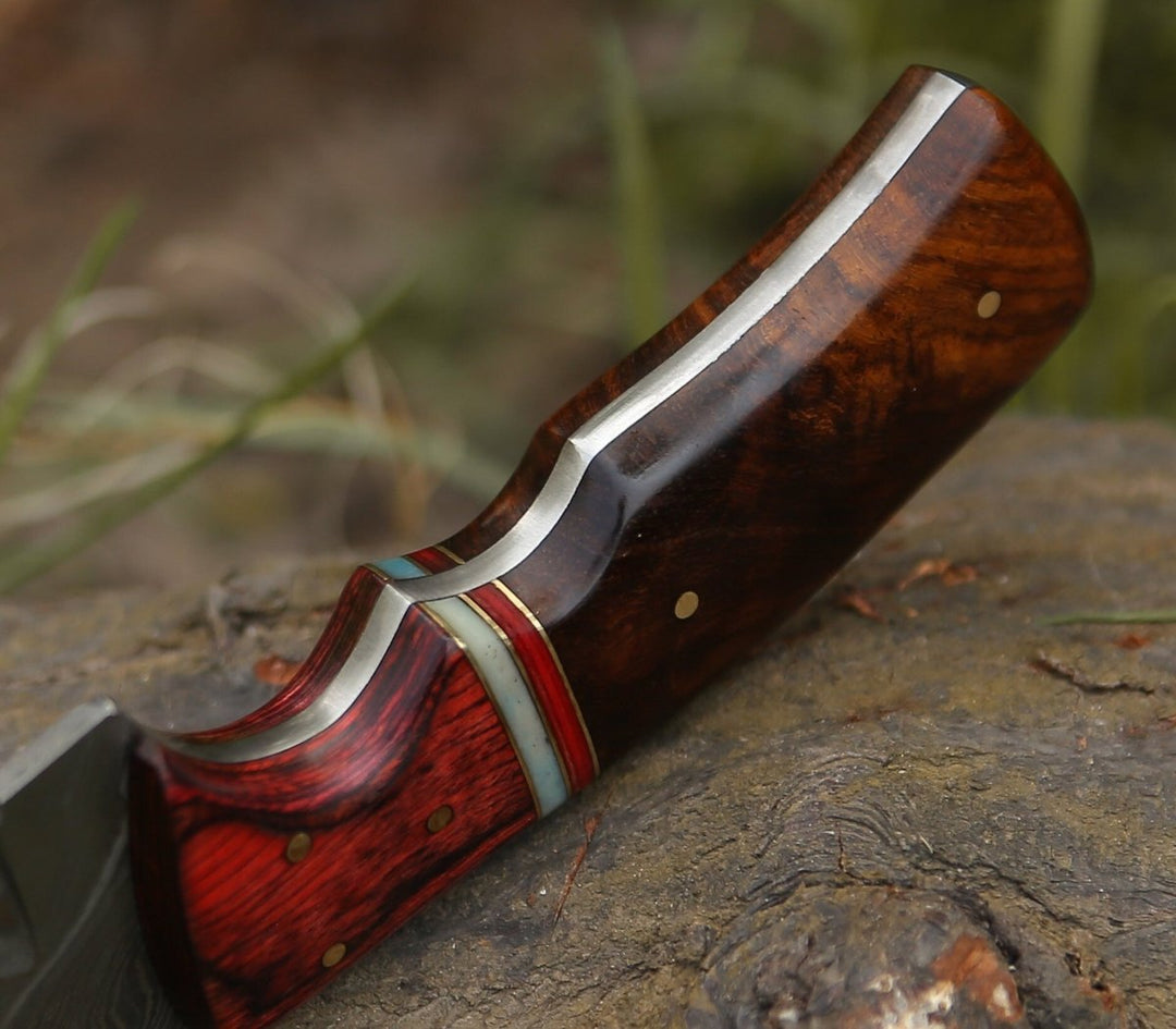 Sting Knife – Sting Damascus Hunting Knife with Rosewood Handle – shokuninusa