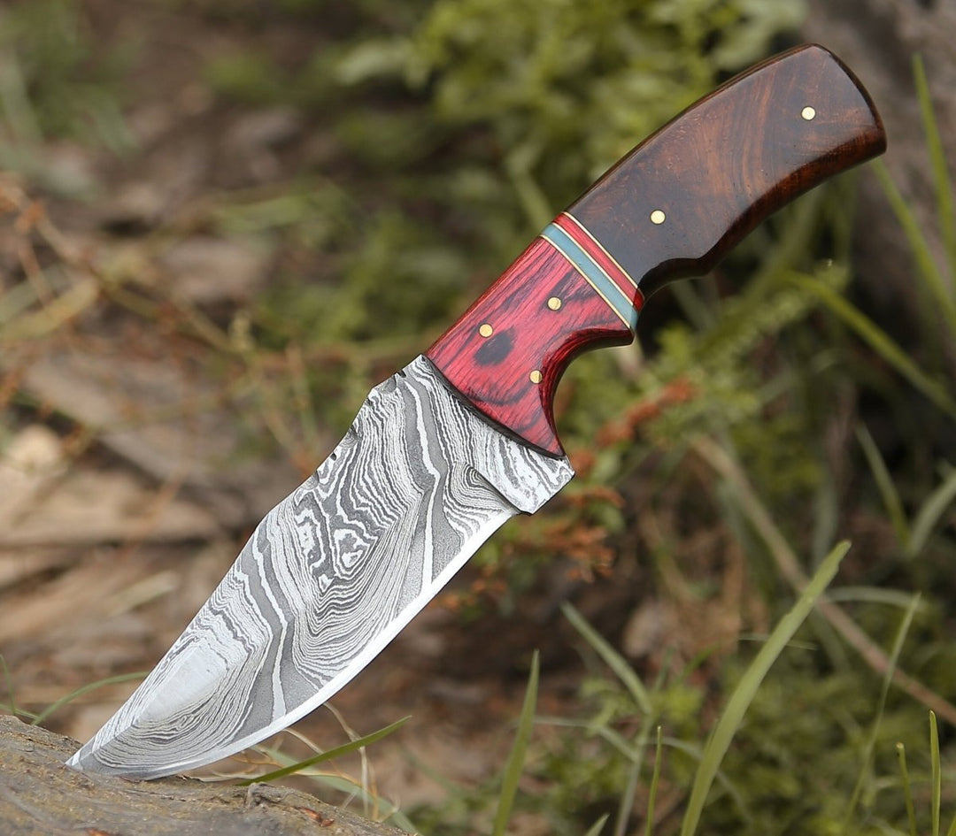 Sting Skinner Knife – Sting Damascus Hunting Knife with Rosewood Handle – shokuninusa