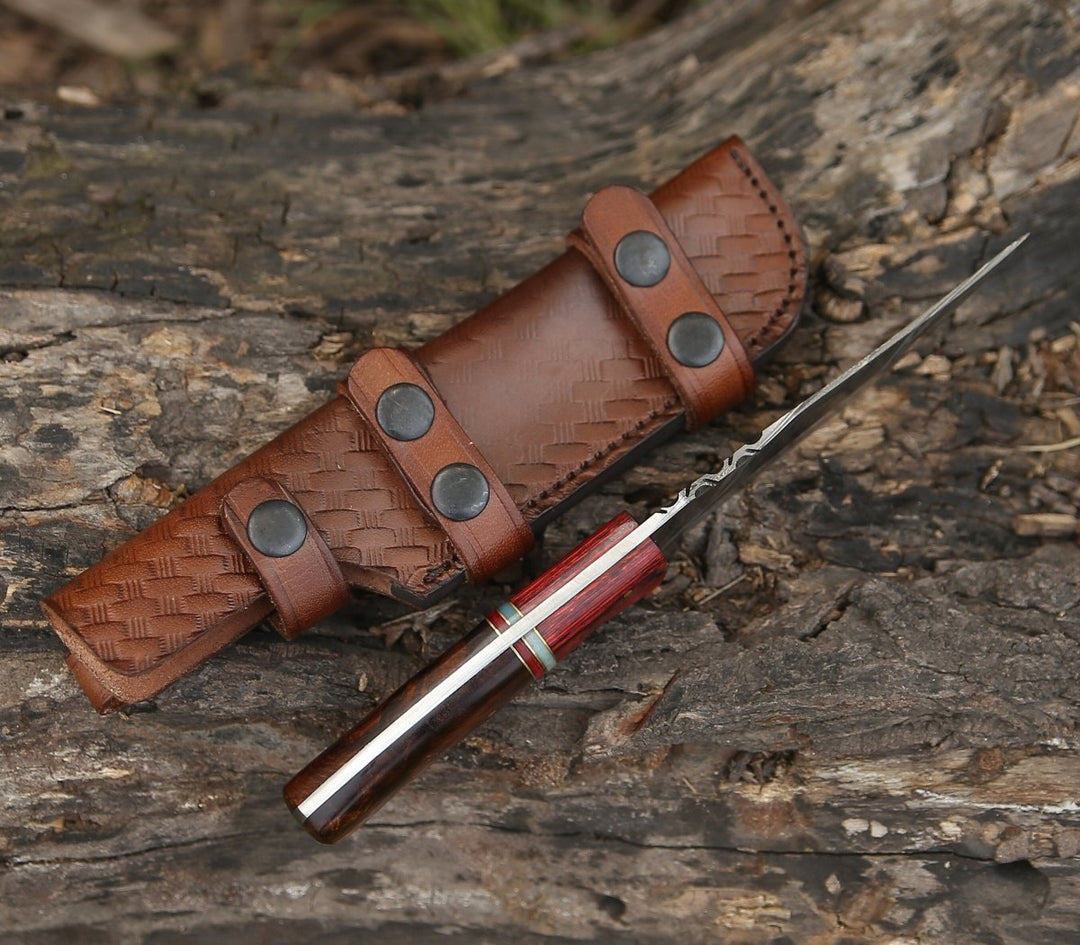 Sting Skinning Knife – Sting Damascus Hunting Knife with Rosewood Handle – shokuninusa