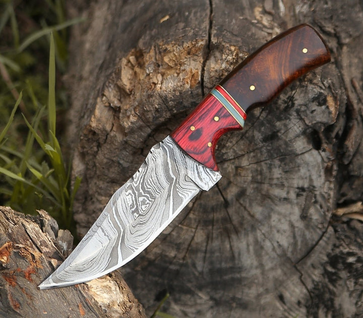 Sting Knives – Sting Damascus Hunting Knife with Rosewood Handle – shokuninusa