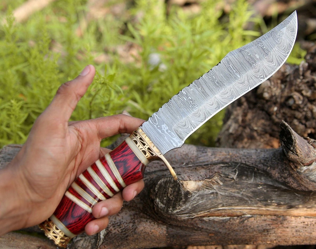 Stream Bowie Gifts - Stream Bowie Knife with Pakkawood &amp; Bone Handle - Shokunin USA