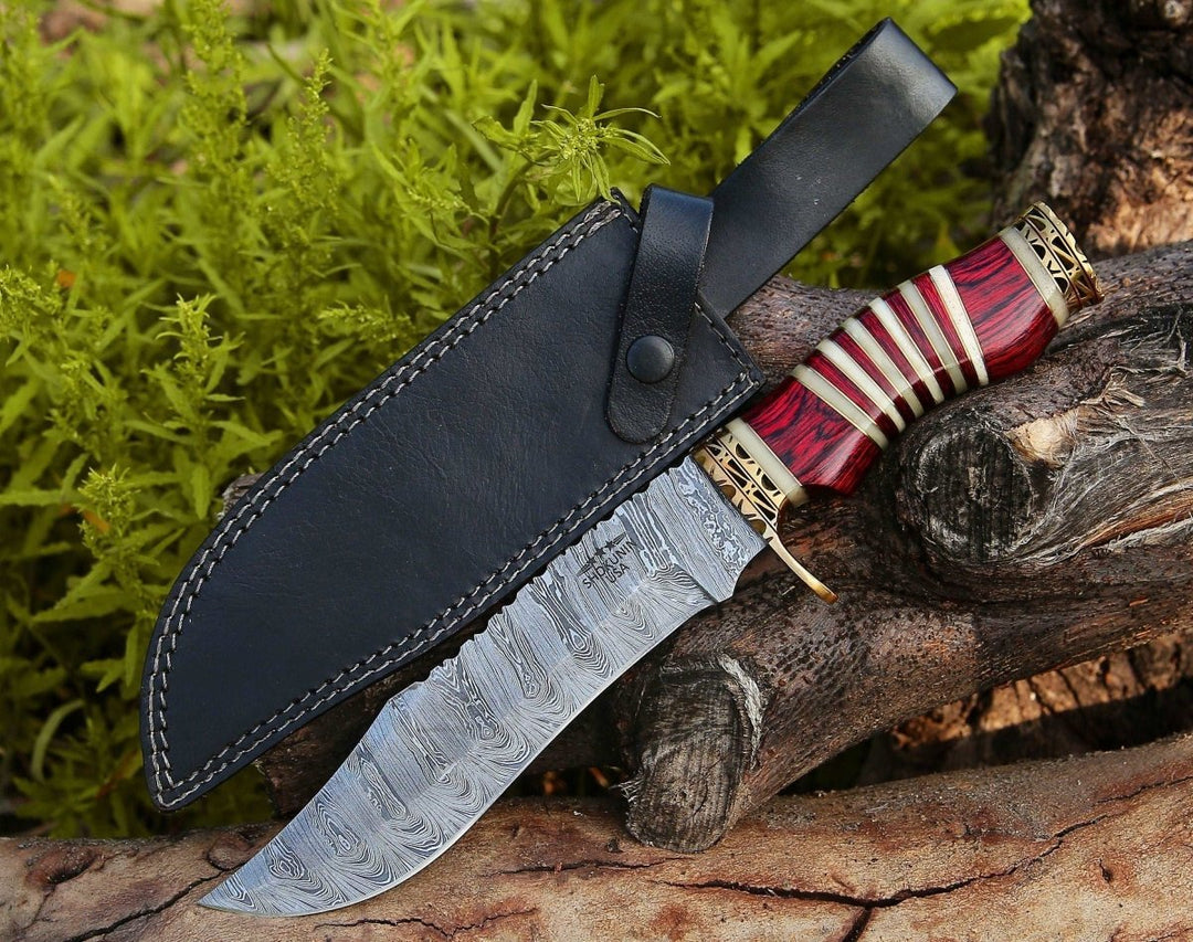 Stream Bowie Knives – Stream Bowie Knife with Pakkawood &amp; Bone Handle – shokuninusa