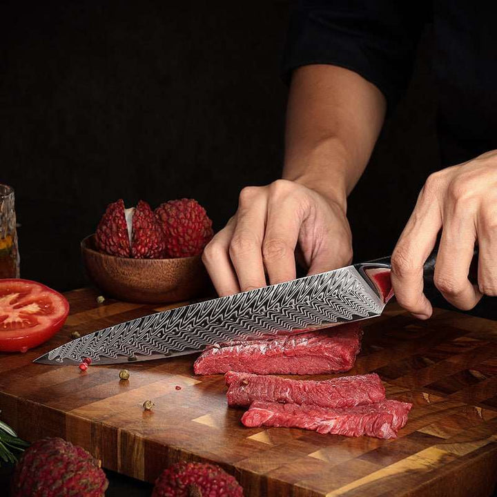 Supreme VG10 Gifts – Supreme Custom VG10 8-Pc Professional Chef Knife Set with Stained Olive Wood Handle &amp; Sheath – shokuninusa