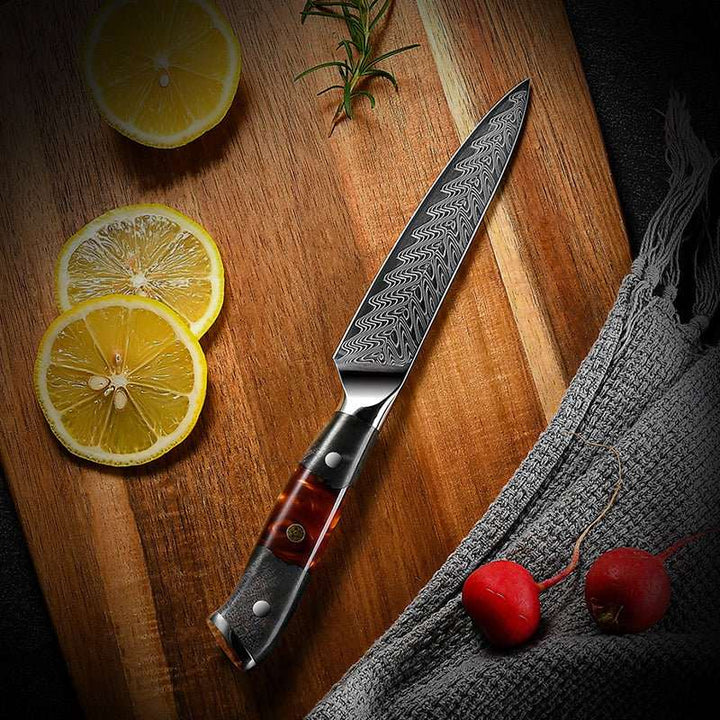 Japanese Blade – Supreme Custom VG10 8-Pc Professional Chef Knife Set with Stained Olive Wood Handle &amp; Sheath – shokuninusa