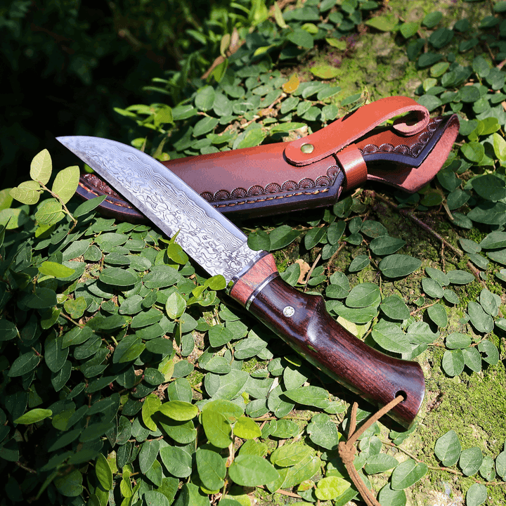Terminator Hunting Knives – Terminator Japanese Hunting Knife with VG-10 Damascus Blade and Ebony Wood Handle – shokuninusa