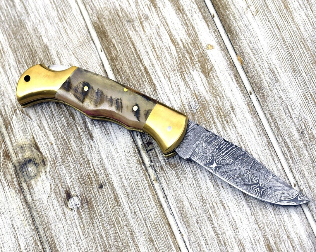 Horn Handles – Tranquility Handmade Pocket Knife with Ram Horn Handle – shokuninusa