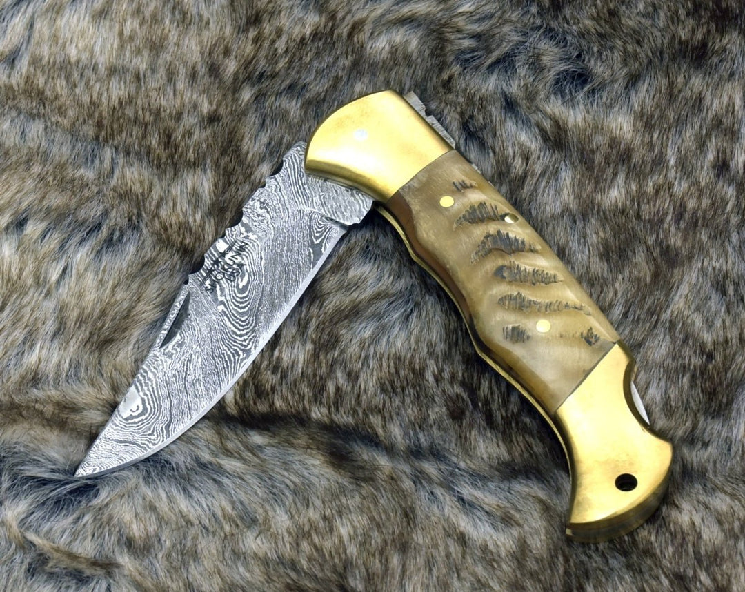 Horn Handle – Tranquility Handmade Pocket Knife with Ram Horn Handle – shokuninusa