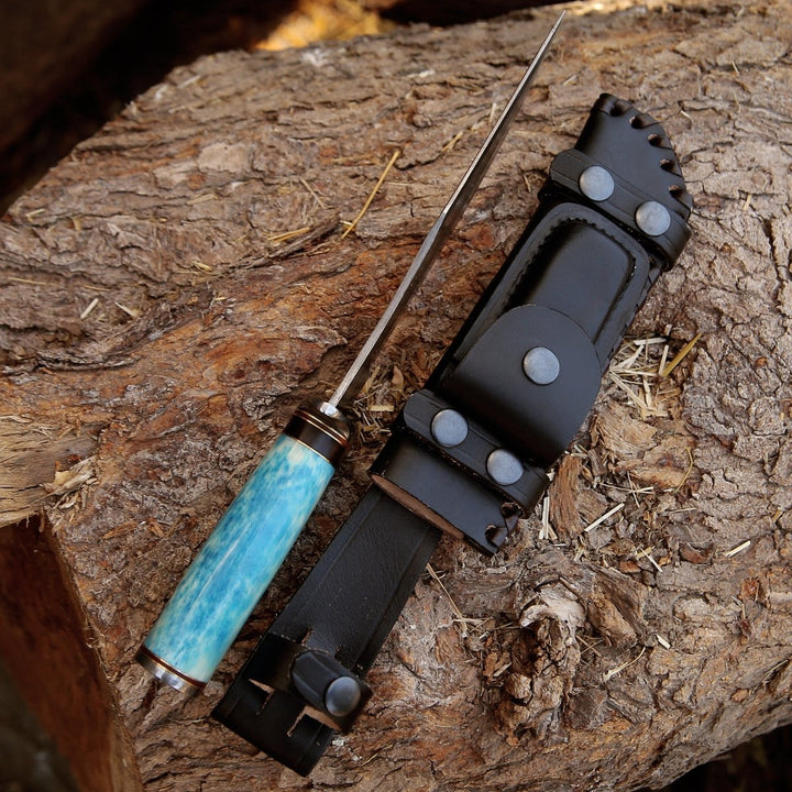 Ultimatum Bowie Knife with Exotic Camel Bone Handle &amp; Sheath - Shokunin USA