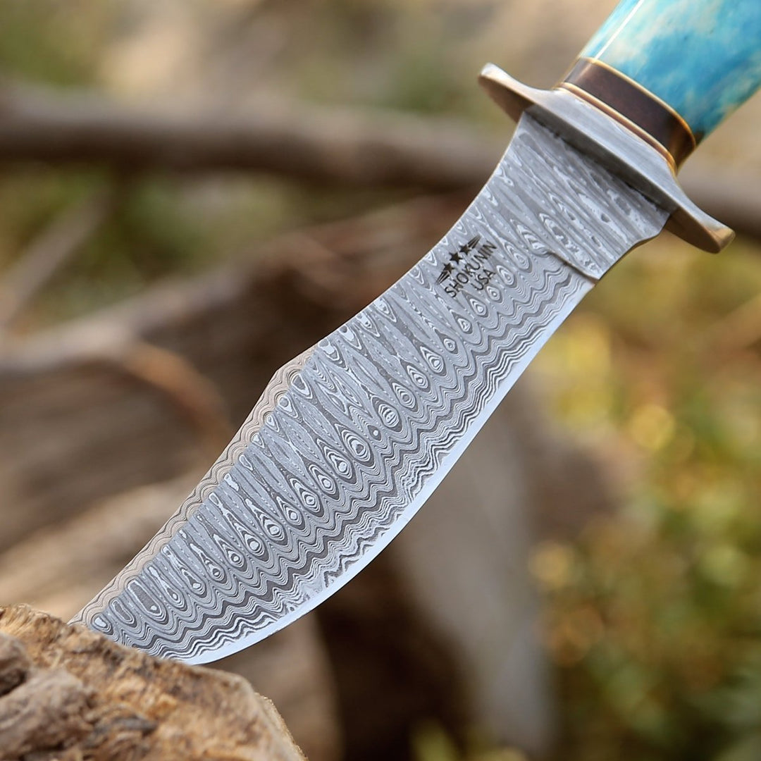 Ultimatum Bowie Knife with Exotic Camel Bone Handle &amp; Sheath - Shokunin USA