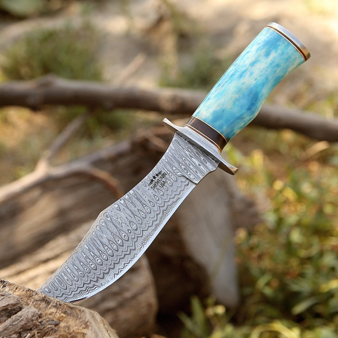 Bone Handle - Ultimatum Bowie Knife with Exotic Camel Bone Handle &amp; Sheath - Shokunin USA