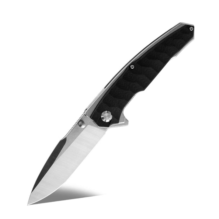 Damascus Knife - Venture D2 High Carbon Stainless Tool Steel Pocket Knife with Clip &amp; G10 Handle - Shokunin USA