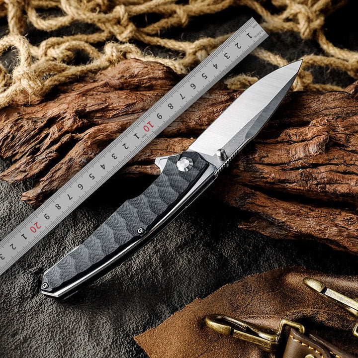Damascus Knife - Venture D2 High Carbon Stainless Tool Steel Pocket Knife with Clip &amp; G10 Handle - Shokunin USA