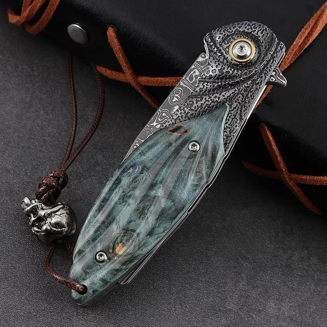 Knife Viper – Viper Japanese Damascus Pocket Knife with Stained Maple Burl Handle – shokuninusa
