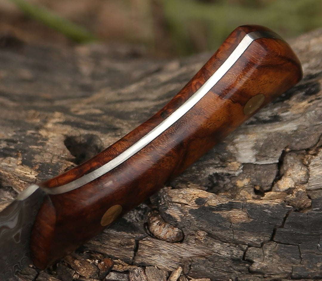 Virtue Damascus Knife – Virtue Damascus Hunting Knife Fixed Blade with Exotic Rose Wood Handle – shokuninusa
