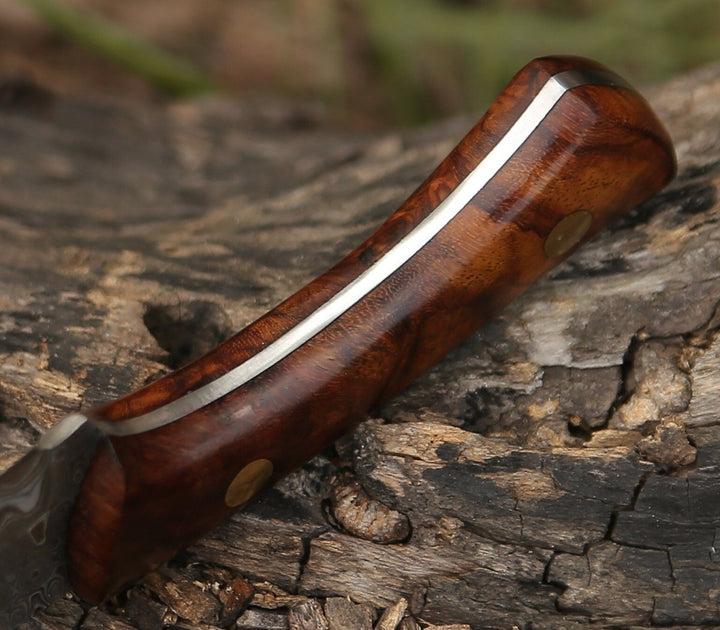 Virtue Damascus Knife – Virtue Damascus Hunting Knife Fixed Blade with Exotic Rose Wood Handle – shokuninusa