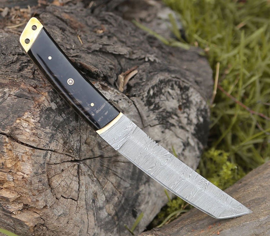 Forged Tanto Knife – Vortex Fixed Blade Tanto Knife with Horn Handle – shokuninusa