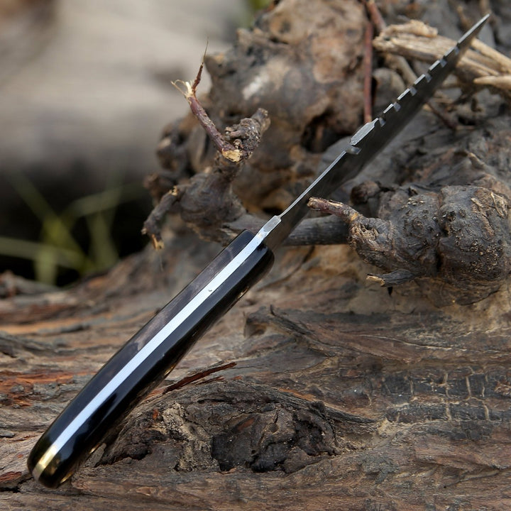 Warthog Knife – Warthog Damascus Tracker Knife with Horn Handle – shokuninusa