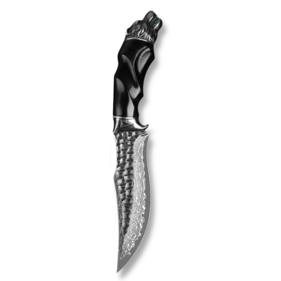 Wolf Japanese Hunting Knife VG-10 Damascus Steel &amp; Exotic Ebony Handle – Wolf Japanese Hunting Knife VG-10 Damascus Steel &amp; Exotic Ebony  Handle – shokuninusa