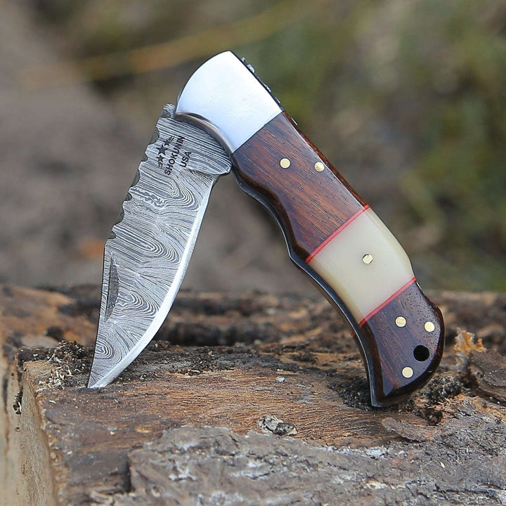 Pocket Knife - Ironclad Pocket Knife with Rosewood &amp; Bone Scales - Shokunin USA