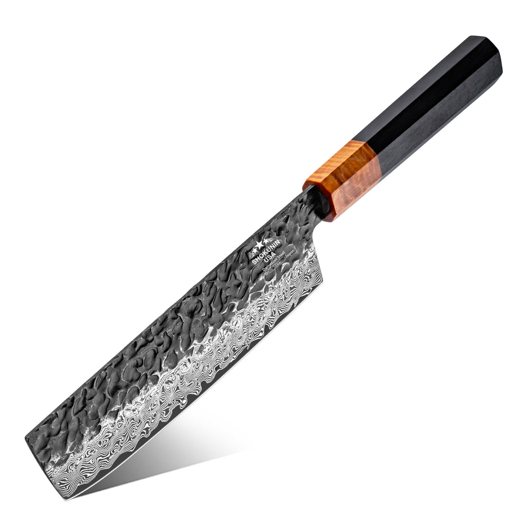 Sterling VG10 Damascus Nakiri Knife with Exotic Ebony Wood Composite Handle