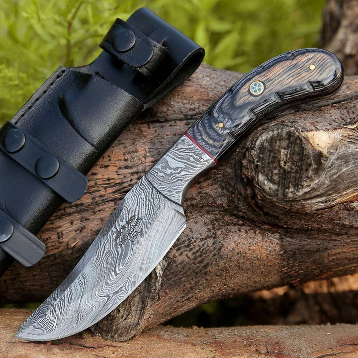 Damascus Knife - Draco Hunting Knife with Pakkawood Handle - Shokunin USA